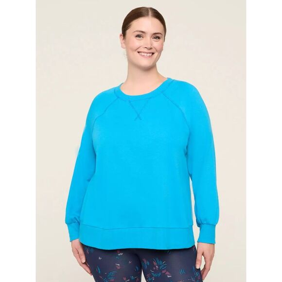 NEW Bright Blue Plus Sz 26/28 Stretchy Lightweight Sweatshirt LIVI LANE BRYANT - Picture 1 of 6
